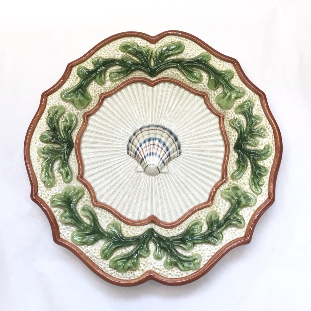 Fitz and Floyd Ceramic Plate with Green and Brown Accents